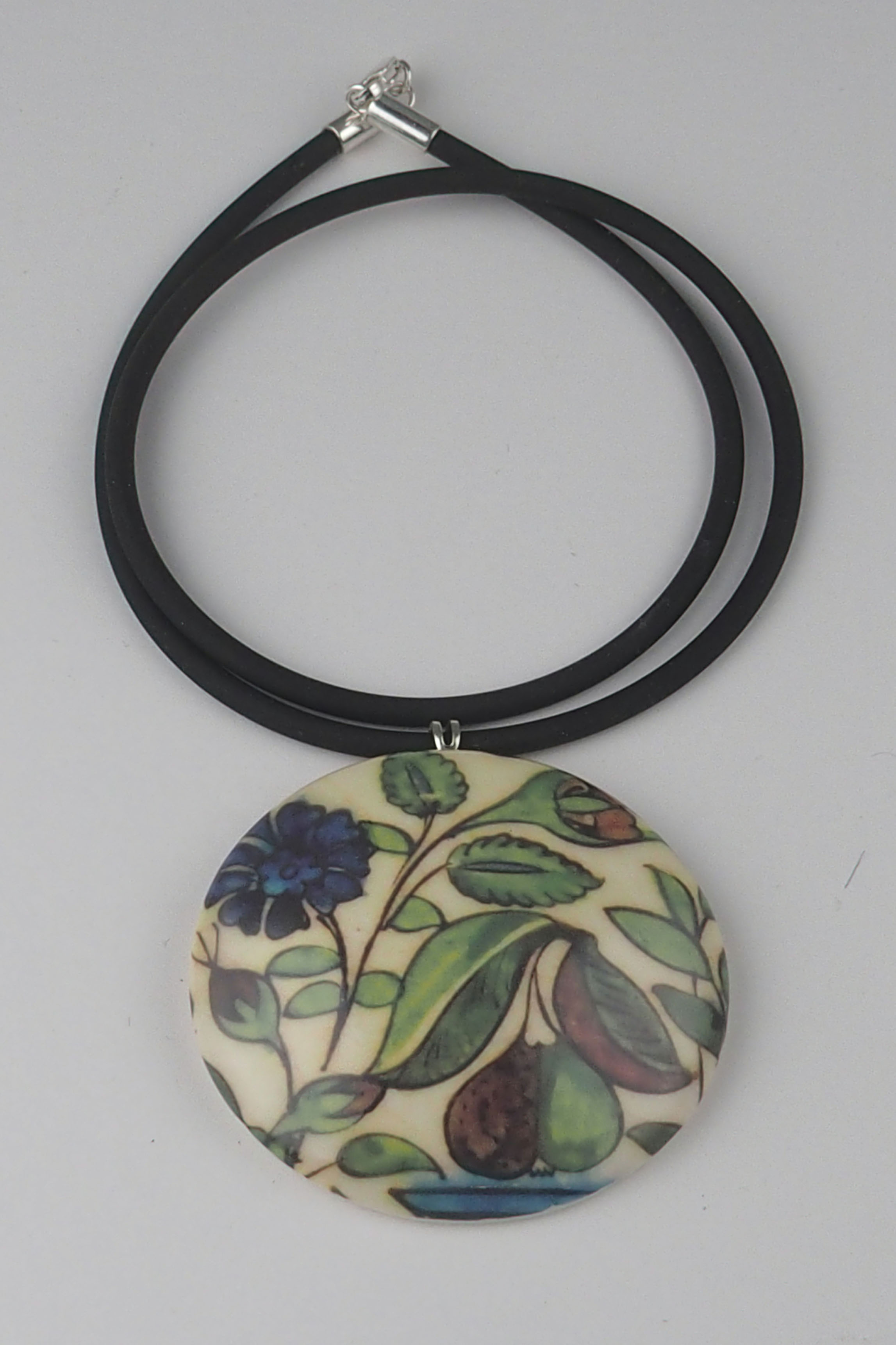 Old pottery blue green pendant